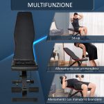 Panca Multifunzione per Addominali e Pesi, Inclinazione Regolabile ed Elastici, 130x48x48-109cm, Nero - immagine 5