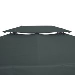 Copertura per Gazebo 4x3 m a 2 Livelli in Poliestere con Cinghie e 10 Fori di Drenaggio, Grigio Antracite - immagine 9