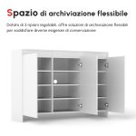 Credenza Moderna a 12 Ripiani Interni in Truciolato per Cucina, Soggiorno e Ingresso, 120x35x85 cm, Bianco - immagine 4
