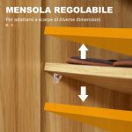 Armadio Scarpiera Salvaspazio e Moderno in Legno per 12 Paia con 4 Ripiani Aperti, 83x30x90 cm, Marrone Chiaro - immagine 5