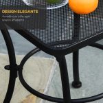 Tavolino da Giardino Quadrato in Acciaio con Piano Traforato, 45x45x50 cm, Nero - immagine 4