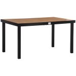 Tavolo da Giardino per 6 Persone in Alluminio e Plastica, Nero e Color Legno