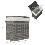 Cesta Contenitore da Giardino e Casa in Rattan con Tessuto Interno, 57x34x62cm, Grigio - immagine 3