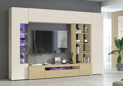 Soggiorno EGYPT con 1 vetrina e 1 libreria Cachemire / Rovere Chopin