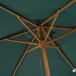 Ombrellone da Giardino 2.5x2.3m a 6 Stecche, in Legno e Poliestere, Verde Scuro - immagine 7
