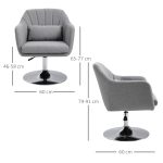Sedia Girevole a 360° ad Altezza Regolabile, con Cuscino, Supporto Lombare e Bracciolo, 60x60x79-91 cm, Grigio - immagine 3