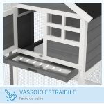 Gabbia per Conigli e Roditori Conigliera da Esterno in Legno Grigio - immagine 6