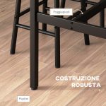 Set Tavolo e Sedie 5 Pezzi con 4 Sgabelli con Poggiapiedi e Tavolo Rettangolare, Nero e Marrone - immagine 6