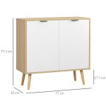 Mobile Multiuso Moderno in Truciolato e Legno di Pino con Ripiano Interno Regolabile su 3 Livelli, 77x35x77.5 cm - immagine 3