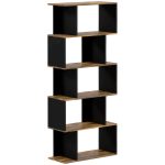 Libreria Moderna Asimmetrica a Parete con 5 Ripiani in Legno, 70x29.5x163cm, Marrone Rustico