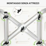 Sedia per Doccia in Alluminio ed EVA con Altezza Regolabile su 6 Livelli e Schienale Ricurvo, 51.5x49.5x68.5-81 cm - immagine 6