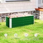 Fioriera da Giardino Senza Fondo con 2 Aree di Coltivazione, in Acciaio, 125x47x44 cm, Verde - immagine 6