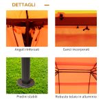 Gazebo da Giardino 4x3m con Doppio Tetto e Tende Laterali, Arancione - immagine 6