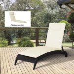 Cuscino Per Sdraio Lettino Prendisole Da Giardino 198x53x5cm Bianco Crema - immagine 2