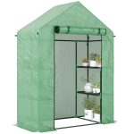 Serra da Giardino in Acciaio e Plastica PE con 4 Ripiani, Funi e Picchetti, 141x72x191 cm, Verde