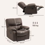 Poltrona Relax con Reclinazione Manuale e Poggiapiedi, in Microfibra e Acciaio, 97x90x96 cm, Marrone - immagine 3