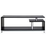 Mobile TV Moderno con Ripiano in Legno, Mobiletto Tavolino Basso da Salotto 114x40x40.5cm, Nero - immagine 6