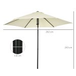 Ombrellone da Giardino 2.7x2.5 m, in Poliestere e Metallo con Tettuccio Inclinabile, Beige Nero - immagine 3