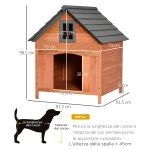 Casetta Rialzata per Cani fino a 15 kg, Cuccia per Cani Gatti da Esterno in Legno di Abete, 81.3x91.5x98.5 cm - immagine 3