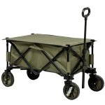 Carrello da Giardino 125L Pieghevole con Maniglia e 5 Sacche, 108x55x93 cm, Verde