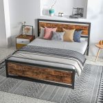 Struttura Letto Matrimoniale in Legno e Acciaio con Doghe in Stile Industriale, 160x200cm - immagine 9