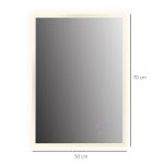 Specchio Bagno con Luce LED, Funzione Anti-Appannamento e Tasti Touch, 70x50cm, Argento - immagine 3