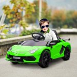 Macchina Elettrica per Bambini a 12V Licenza Lamborghini con Clacson e Telecomando, 107.5x63x42 cm, Verde - immagine 2