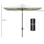 Ombrellone Rettangolare 2x3 m da Giardino con Apertura a Manovella e Inclinazione Regolabile, Beige - immagine 3