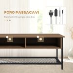 Mobile Porta TV fino 48" Stile Industriale in Legno e Acciaio, 110x40x48cm, Marrone e Nero - immagine 5
