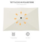 Ombrellone Rettangolare 2x3 m da Giardino con Apertura a Manovella e Inclinazione Regolabile, Beige - immagine 7