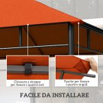 Tetto Di Ricambio 3x3m Arancione per Gazebo da Giardino in Poliestere con Fori di Ventilazione - immagine 5