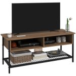 Mobile Porta TV fino 48" Stile Industriale in Legno e Acciaio, 110x40x48cm, Marrone e Nero