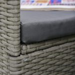 Set Giardino Esterno 3 Pezzi in Rattan PE e Acciaio, Set 2 Sedie con Cuscini Lavabili, Braccioli, Tavolino da Caffè con Piano in Vetro, Salotto da Giardino Balcone Patio Cortile, Grigio - immagine 8