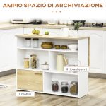 Tavolo da Bar Moderno in MDF per 2 Persone con 4 Ripiani Aperti e Armadietto, 116x79.5x91 cm - immagine 5