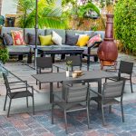 Set da Giardino con Tavolo Allungabile in Alluminio e 6 Sedie con Seduta Traspirante, Grigio - immagine 7