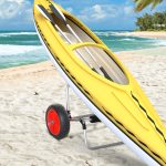 Carrellino da Spiaggia Pieghevole per Kayak e Canoa con Paraurti, in Alluminio e NBR, 70x40x42 cm - immagine 2