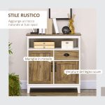 Mobile Cucina Stile Rustico con Armadietti e Cassetto, 76.6x 35x 81.5cm, Bianco e Marrone - immagine 4