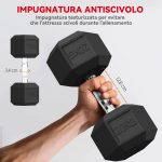Manubrio Esagonale da 20kg in Acciaio e Gomma per Workout in Palestra, Casa e Ufficio, Nero - immagine 5