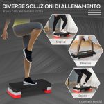 Step Fitness per Aerobica con Altezza Regolabile 10-15 cm, 68x29cm Nero e Rosso - immagine 5