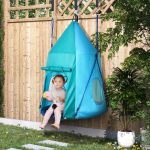 Altalena da Giardino con Tenda per Bambini da 3-8 Anni, Ø100cm e Corde Regolabili, Blu - immagine 2