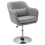 Sedia Girevole a 360° ad Altezza Regolabile, con Cuscino, Supporto Lombare e Bracciolo, 60x60x79-91 cm, Grigio