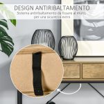 Tavolo Consolle Stile Vintage in Metallo e Legno con 2 Cassetti e Mensola, 100x35x76.5cm, Marrone - immagine 5