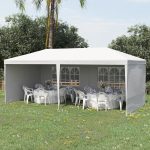 Tendone da Giardino Pieghevole per Feste ed Eventi con Pannelli Rimovibili, 5.83x2.95 m, Bianco - immagine 2