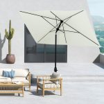Ombrellone Rettangolare 2x3 m da Giardino con Apertura a Manovella e Inclinazione Regolabile, Beige - immagine 9