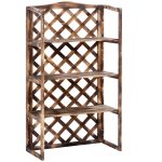 Scaffale Porta Piante da Esterno a 3 Ripiani in Legno di Abete, Portavasi da Interno ed Esterno, Fioriera da Balcone, 80x40x148cm