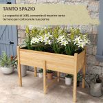 Orto Rialzato con 2 Fori di Drenaggio e Sacca in Tessuto non Tessuto, in Legno di Abete, 115x55x80 cm - immagine 5