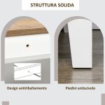 Mobile Cucina Stile Rustico con Armadietti e Cassetto, 76.6x 35x 81.5cm, Bianco e Marrone - immagine 7