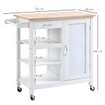 Carrello da Cucina con 1 Cassetto, 1 Armadietto e 1 Ripiano a 3 Livelli, 92x40x84cm, Bianco - immagine 3