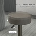 Set 2 Sgabelli da Bar Girevoli con Poggiapiedi e Altezza Regolabile, 35x36x64-85cm, Grigio - immagine 5