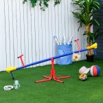 Altalena per Bambini Doppia a Bilico Girevole a 360° in Metallo e PP, Età 3-8 Anni, 182x77x63cm Multicolore - immagine 2